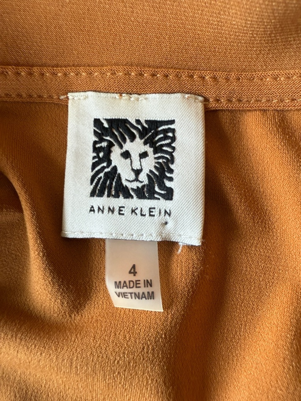 Anne Klein Rust-Orange Wrap Midi Dress with Collar - Picture 3 of 6